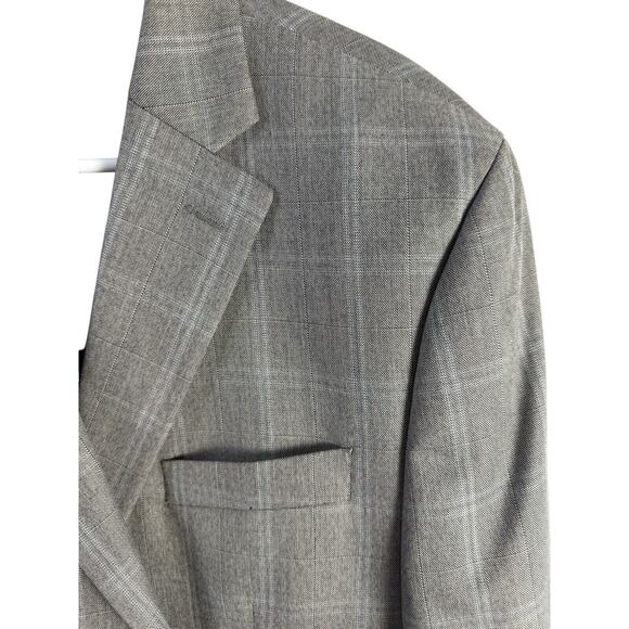 Michael Kors Men's Modern-Fit Poly-Blend Suit Jacket Lt Grey/Blue‎ Plaid 42R EUC - Picture 6 of 15